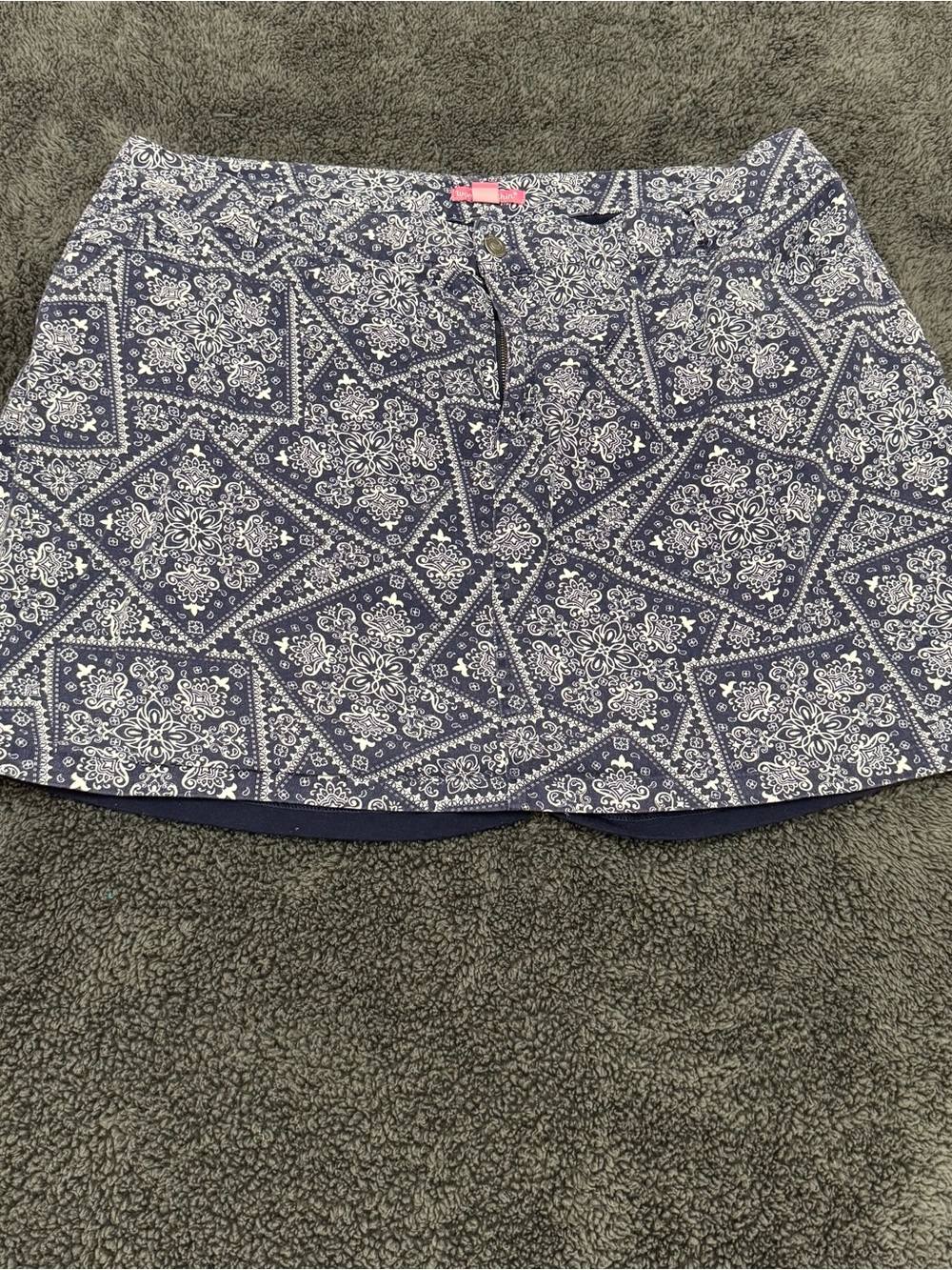 Woman Within Plus Size 22W Skort Navy and White Fleur de Lis Geometric Pattern